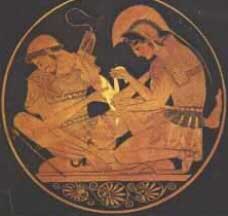  Coppa a figure rosse con Achille che cura Patroclo (Berlin, Altes Museum)