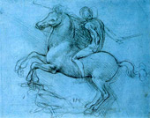 Windsor, Studio per il monumento equestre di Francesco Sforza, 1483-84 (punta dargento su carta azzurra preparata)