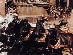 La celebre corsa delle quadrighe nel Circo Massimo (Ben Hur)