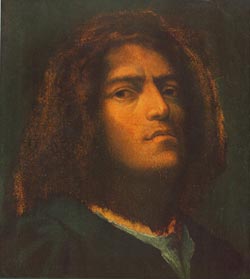 Giorgione, Autoritratto, carta su legno, 31,5 x 21,5 cm (Museum of Fine Arts, Budapest)