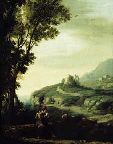 CLAUDE  LORRAIN, Paesaggio con suonatore di flauto (Nancy, Muse des Beaux-arts)