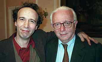 Enzo Biagi con Roberto Benigni