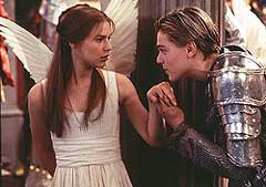 Leonardo di Caprio e Claire Danes nel film "Romeo + Juliet" di Baz Luhrmann (1996) 