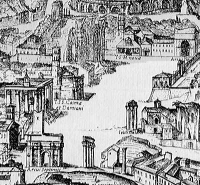 Il foro romano nella "Pianta di Roma" di Antonio Tempesta, 1593
